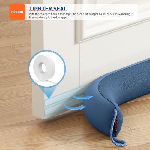 Image of MAGZO Door Draft Stopper, 36 Inch Under Door Draft Blocker Noise Stopper, Weighted Wind Blocker Draft Guard for Bottom of Door, Blue