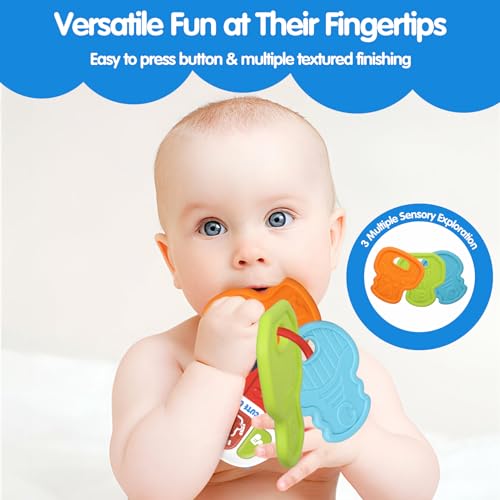 Majobee Baby Teething Toys With Music & Light - Baby Montessori Sensory Toys Car Key Baby Teether thumb #3