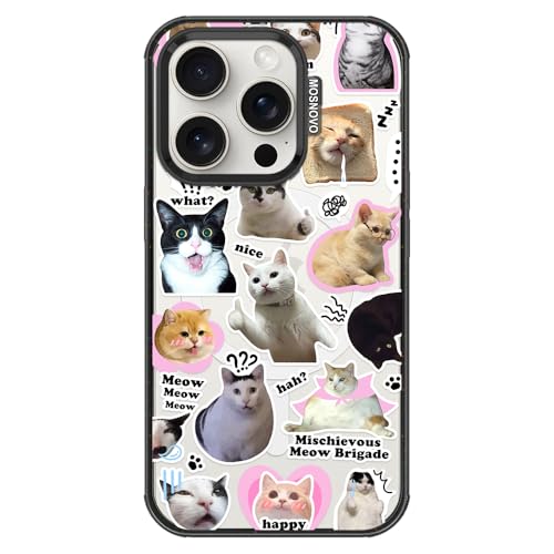 MOSNOVO for iPhone 15 Pro Case for MagSafe, The Cat Brigade, Black