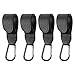 4 ganci regolabili in pelle PU per carrozzina, resistenti clip universali per passeggino, clip per borsa per pannolini, clip per carrozzina con design antiscivolo, per passeggino, spesa e zaino (nero) immagine