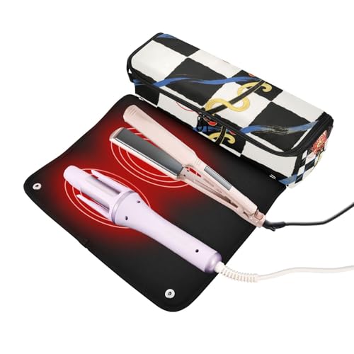 Bolsa de viaje y tapete resistente al calor para herramientas de cabello miniatura 2