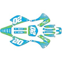 Graphics Kit for Kawasaki KX85 / KX100 2001-2013 Spear Series Cyan 16 Mil - On/Off the Road - Dirt Pit Bike Motorcycle Sticker, Dirtbike Racing Decal Motocross Accessories no-Plastics