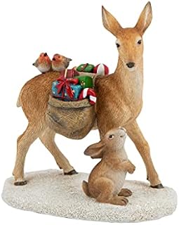 Villeroy und Boch - Winter Collage Accessoires Reh z prezentami, urocza, mała figurka z poliżywicy, kolorowa, 12,5 x 7 x 13,6 cm