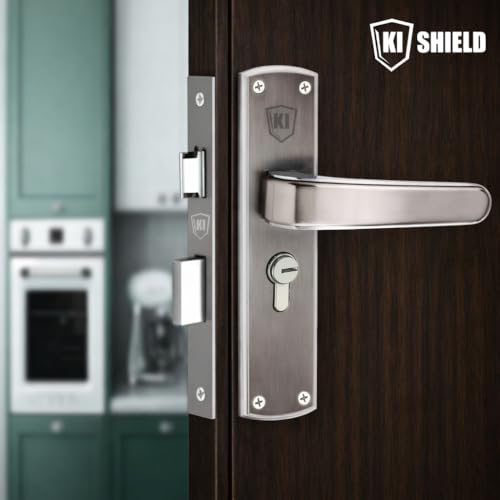 Image of 8 inch Mortise Door Lock for Home Main Door & Bedroom with Handleset | Heavy-Duty 65 mm Brass Cylinder | Left-Right Fit 30-50mm Door Home Office Hotel | 3 Brass Keys | Matt Finish | CY-1005