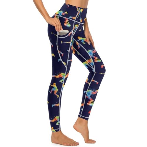 XingFox 1-Mallas Deportivas con Bolsillos para Mujer, Pantalones de Yoga de Cintura Alta, Leggings Suaves con Control de Abdomen para Mujer