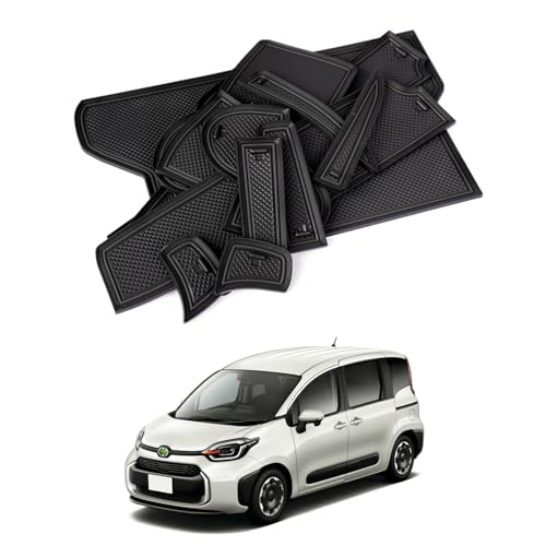 Auto Spec トヨタ シエンタ に適合 SIENTA 10系 専用 インテリアラバーマット 3代目 2022年～2025年 ドアポケットマット 騒音防止 滑り止め コンソールマット 専用設計 ドレスアップ パーツ アクセサリー (ブラック)