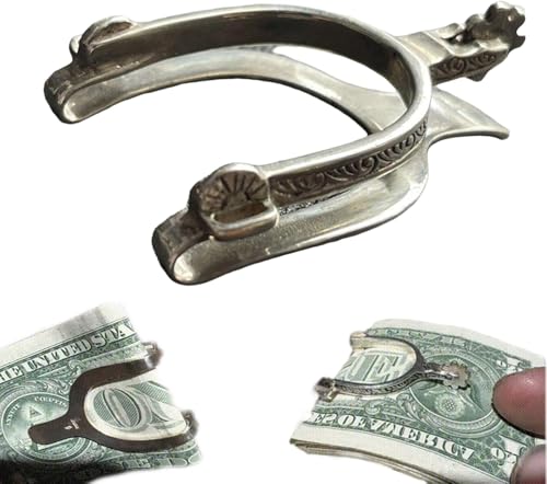 YIBLBOX Rare Vintage Western Spur Sterling Silver Money Clip, Personalised Engraved Money Clip, Spur Sterling Silvers Large Feature Cash Clips, Silver Money Holder Horse Rider Gifts