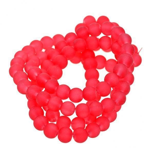SNAPPSY 2xTransparent Frosted Glass Round Beads 8mm for Jewelry Craft Making Red-image-48