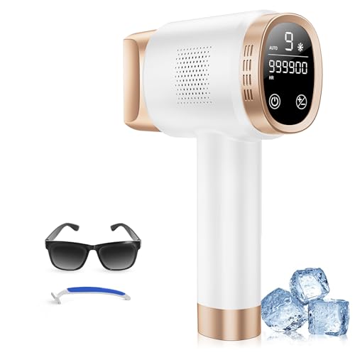 Épilateur Lumière Pulsée 21J avec Système de Refroidissement à 8 °C, 9 Niveaux et Lumière Rouge 600 nm, Écran Tactile LCD, Épilation Laser pour...