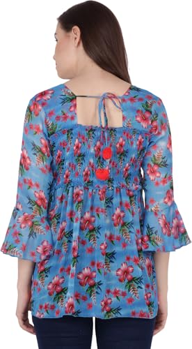 Image of POPWINGS Printed Chiffon Peplum Tops for Women