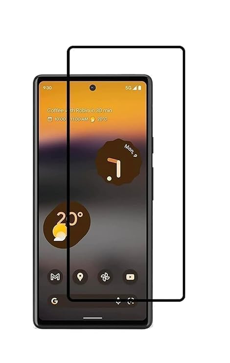 Image of YMHML Tempered Glass Screen Protector Compatible For Google Pixel 6A (Black) Edge To Edge Full Screen Coverage With Easy Installation Kit,Pack Of 1
