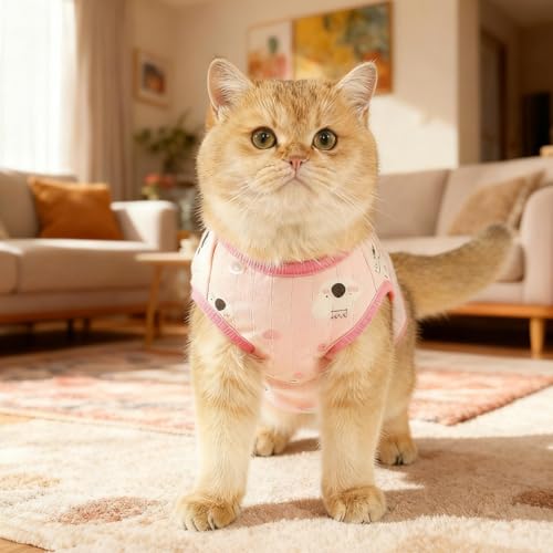Miniatura 6 de Body Postoperatorio Para Gatos, Mono Transpirable Antilamido Para Gatos En Recuperación Quirúrgica, Bata Profesional Para Recuperación Por Heridas Abdominales O Enfermedades De La Piel Rosa S