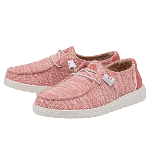 Image of HEYDUDE Women's Wendy Stretch Coral Pearl Size 4 | Women's Shoes | Women's Lace Up Loafers | Comfortable & Light-Weight