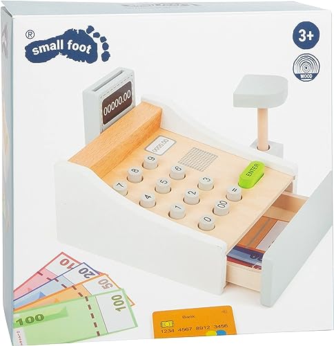 Small Foot Spielkasse aus Holz, inkl. Scanner, Kartenlesegerät, Spielgeld und Kreditkarten, Mehrfarbig, 11099 Spielzeug