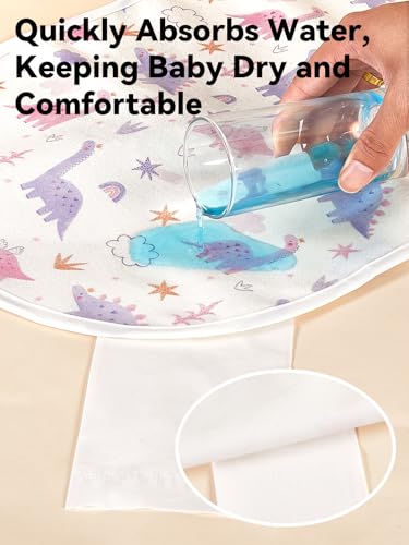 Image of TILLYOU Waterproof Changing Pad Liners 6 Pack, 100% Cotton Reusable Cloth Diaper Liners, Dinosaur