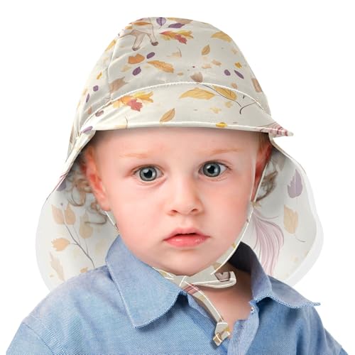 Kid Sun Hat Baby Boys' Hat Toddler Girl UPF 50 Neck Flap Traveling Camping Hat Cartoon Cute White Unicorns2