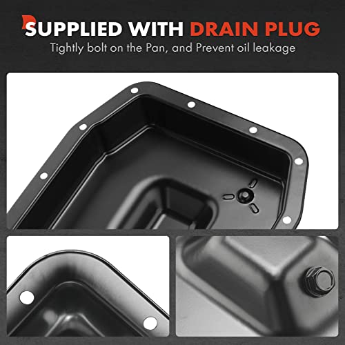A-Premium Transmission Oil Pan With Drain Plug Compatible With Ford F-150 Explorer Expedition Mustang E-150 E-250 Econoline E-350 Super Duty Crown Victoria Thunderbird Lincoln Mark Lt Mercury Marauder #TOP5