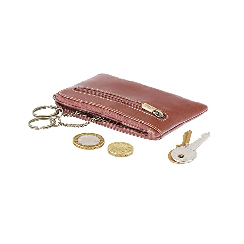 Visconti Monza 19 Leather Key Ring Zippered Coin Pouch Purse, Brown, One Size4