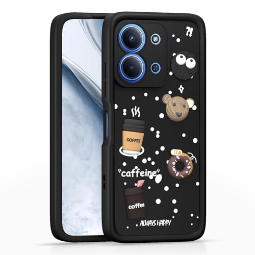 Image of Bintage Cute Fun Taddy| 3D Ball Bear| Donut| Coffee Rubber Case Full Body & Camera Protection Back Cover Compatible for Mi Redmi 15c 5G - Black