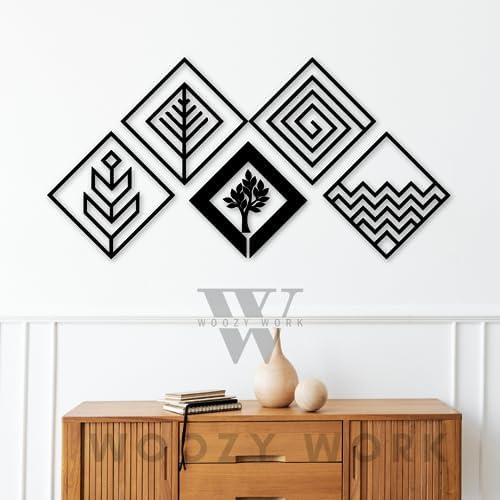 woozy work Four Elements Tree Wooden Wall Art, Hanging Art Home Decor for Living Room, Restaurant decor Kitchen, Kids Room, Wall Decor, Black wooden art for Office Wall (30x30 cm) (STYLE 2)