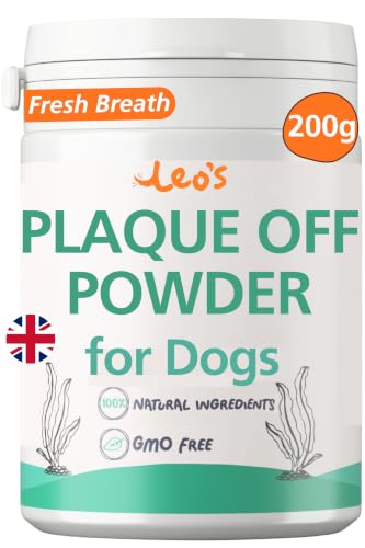 Leos Plaque Off Powder For Dogs & Cats | 200g | Pet Teeth Cleaning | Cat & Dog Breath Freshener Food Topper | 100% Natural | No Dog Toothbrush or Dog Toothpaste | Plaque Remover For Dogs & Cats