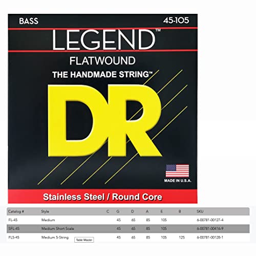 Dr Strings Flatwound Stainless Steel Round Core Bass 45-105 Strings #TOP3
