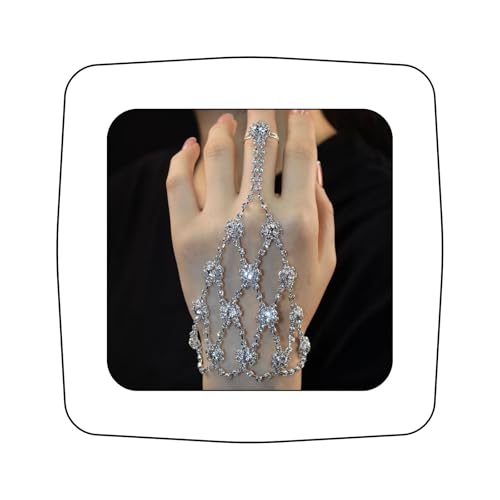 Bracelet avec bague strass étincelants bijoux de mariage femme