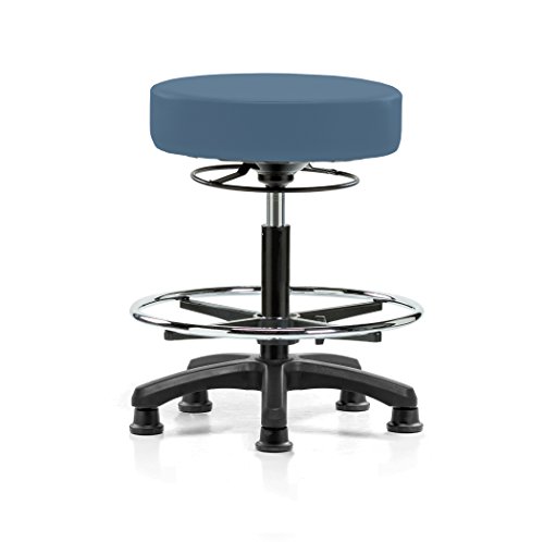 Image of Perch Stationary Life Height Adjustable Stool with Foot Ring | Medium Bench Height 20.5-28 inch | Newport Fabric