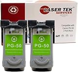 Laser Tek Services Compatible High Yield Ink Cartridge Replacement for Canon PG-50 0616B002AA Works with Canon PG-50 0616B002AA (Black, 2 Pack) - 510 Pages