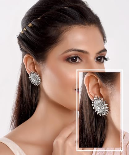 Efulgenz Indian Earrings for Women Boho Oxidized Earring Round Big Stud Oxidized Earrings Jewelry for Women3