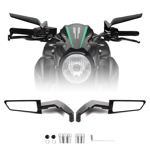 Motorcycle Stealth Wing Rear View Mirrors 360 Adjustable Aluminium Alloy Mirrors for Z1000 Z900 Z800 Z650 Universal 10mm Fitment (Small size anti-glare)