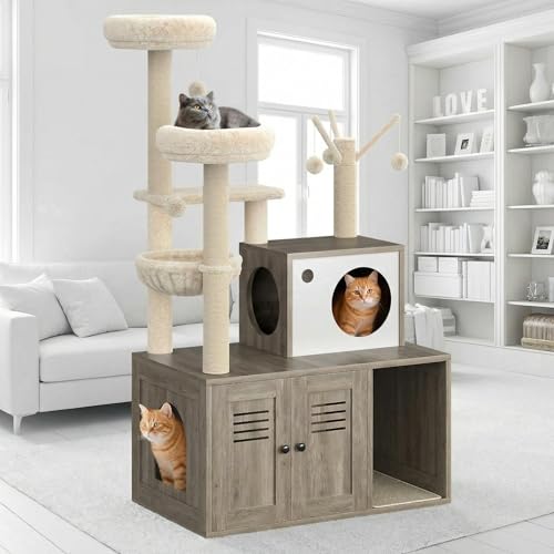 Árbol para gatos con escondite para arena y rascadores miniatura 1
