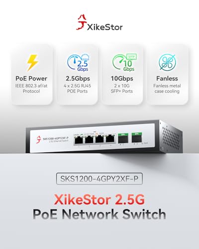 Image of 6-Port 2.5G Ethernet PoE+ Switch, 4X 2.5GBase-T PoE+ Ports, 2X 10Gbps SFP+, 75W IEEE802.3af /at Unmanaged 2.5Gb PoE Network Switch, Ethernet Hub, Metal Casing, Desktop /Wall-Mount