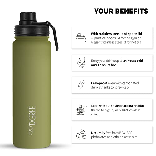 720°DGREE Vaccum Insulated Water Bottle “noLimit“, 1200ml, Leakproof, BPA-Free, Thermo Stainless Steel Flask - Image 2
