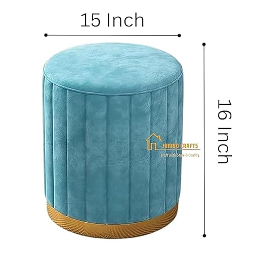 Image of Mudda Pouf Round Sitting Foot Stool for Office Room Decor, Upholstered Pouffe Puffy for Foot Rest, Ottoman Stool for Living Room Sitting Pouffes - (Blue Set of 2)