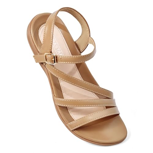 Image of Flat Sandals for Women Dressy - Comfortable Summer Strappy Sandal