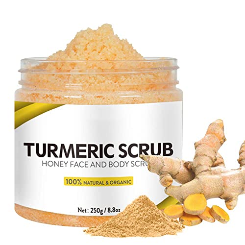 Turmeric Body Scrub with Natural Salt, Turmeric Facial Scrubs for Exfoliating, Acne Treatment, Skin Moisturizing, Boosting Circulation - 8.8 oz