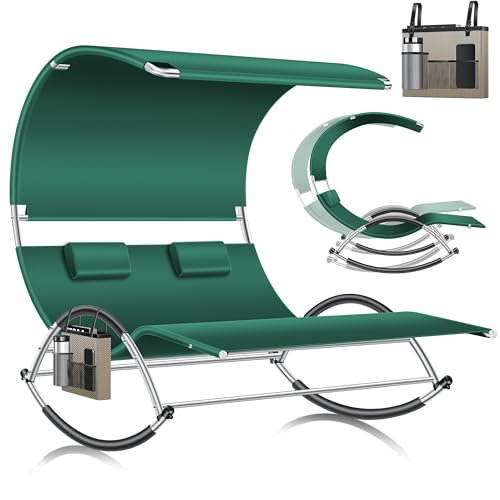 KESSER® Doppel-Sonnenliege Doppelliege mit Sonnendach, Kopfkissen Tasche...