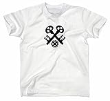 Schlosser Handwerk Zunft Logo T-Shirt, XXL, Weiss