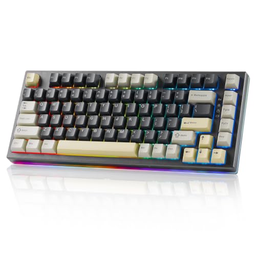YUNZII RT80 82�L�[ ���s�b�h�g���K�[ �L�[�{�[�h �z�[���G�t�F�N�g ���C�����X ���J�j�J���L�[�{�[�h Bluetooth/2.4GHz/�L�� �Q�[�~���O ���C�X�C�b�` RGB �g���C�}�E���g �z�b�g�X���b�v �J�X�^�������@�\�t�� Win/Ma