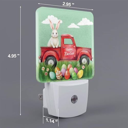 Image of Rabbit in The Truck Easter Bunny LED Plug-in Night Lamp 2 Piece Set, Summer Sunset Nightlights Set of 2 for Bedroom Kitchen
