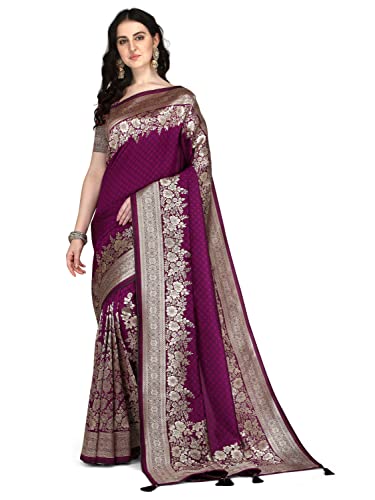 Image of Mehrang Women's Pure Kanjivaram Silk Saree Banarasi Silk Wedding Sarees for Women with Blouse Piece