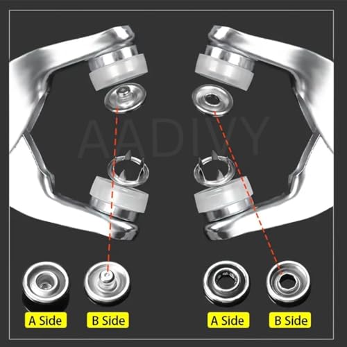 Image of AAMATY Round Head Snap Button Fastener Set with Pliers Tool (100 Sets) - Metal Press Studs for Clothes, Leather, Bags, DIY Craft - Stainless Steel Fasteners with Storage Box (Silver)