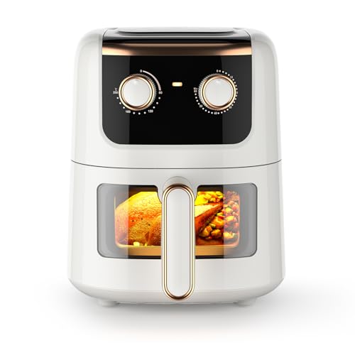 Oyajia 5.5L Air Fryer with Visual Window, Dishwasher-Safe, Healthy Oil Free & Low Fat Cooking, Cream White Oyajia 5.5L Air Fryer with Visual Window, Dishwasher-Safe, Healthy Oil Free & Low Fat Cooking, Cream White