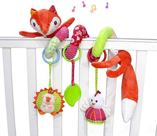 Andison Baby Plush Spiral Activity Toy Crib Stroller Car Seat Travel Toy with Ringing Bell (Fox)