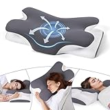 Vipfree Orthopädisches Nackenkissen aus Memory Foam, Ergonomisches Kissen für Seiten-, Rücken- und Bauchschläfer, mit Kühlendem Bezug