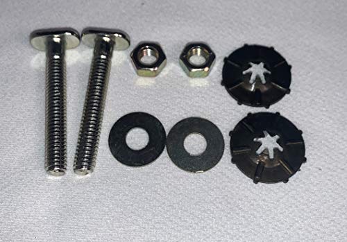 Bowl-to-Floor Toilet 2.25 inch Coin Finish Iron Flange Bolt Set 5/16 OD, Fits All Toilets by NuFlush