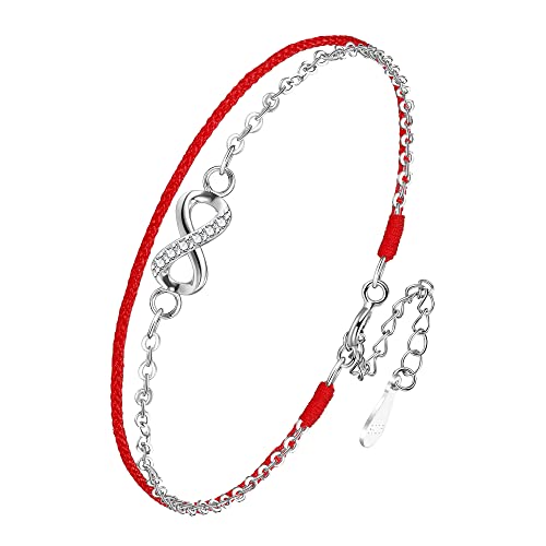 F.ZENI Pulseras de mujer de plata de ley 925, brillantes circonitas cúbicas, pulsera de acento infinito para siempre, pulseras para mujer