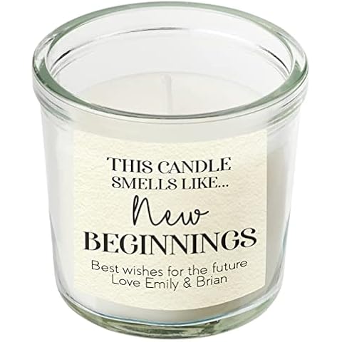 Personalised New Beginnings Gift Scented Candle in A Jar Custom Gift Message for A New Chapter in Life Fresh Start Candles Present Home Decor Ladies Womens Birthday Christmas (Small) Cover