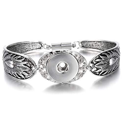 6pcs Flowers Carved Vintage Magnetic Snap Bracelet Bangle for 18mm Snap Button Jewelry （11）2